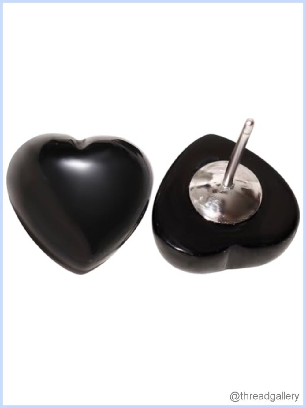 Heart Stud Earrings 925 Sterling Silver Black Obsidian